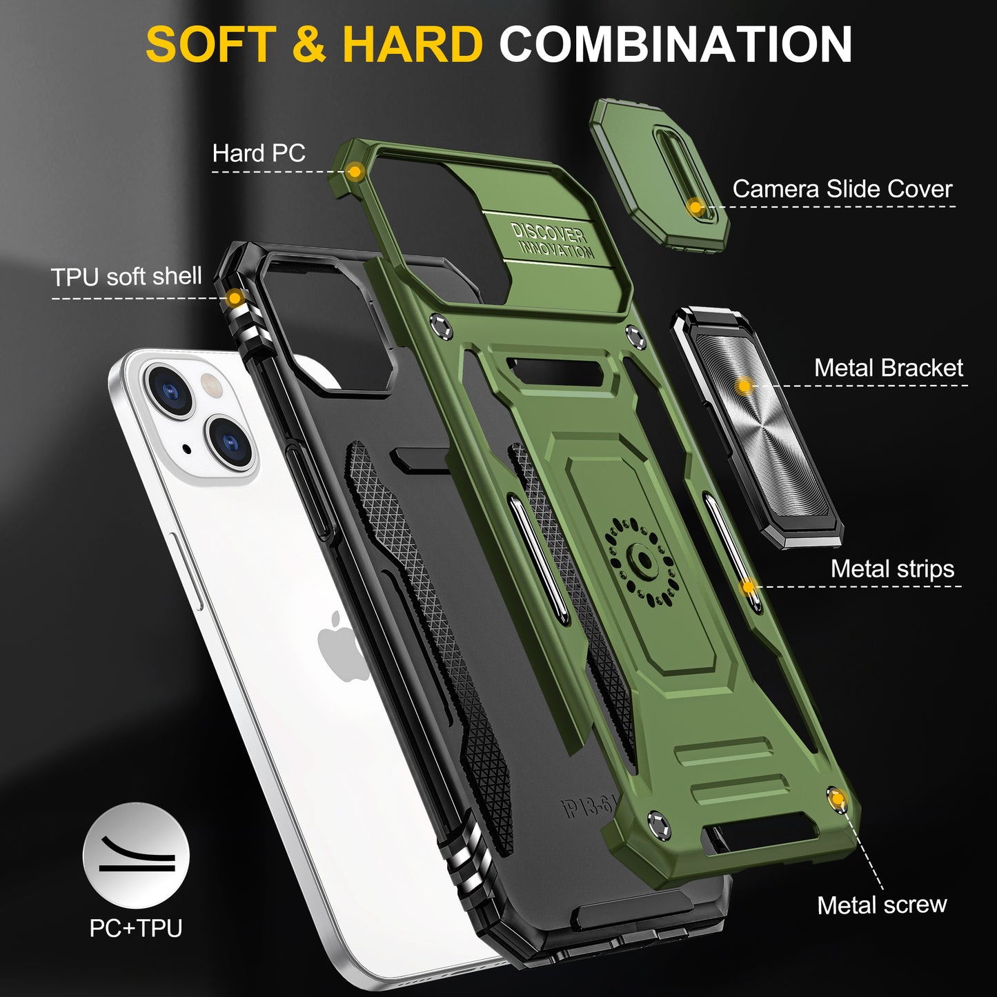 Funda protectora para teléfono móvil de la marca WOL-MOT, adecuada para Motorola G73, funda para teléfono móvil con soporte para anillo