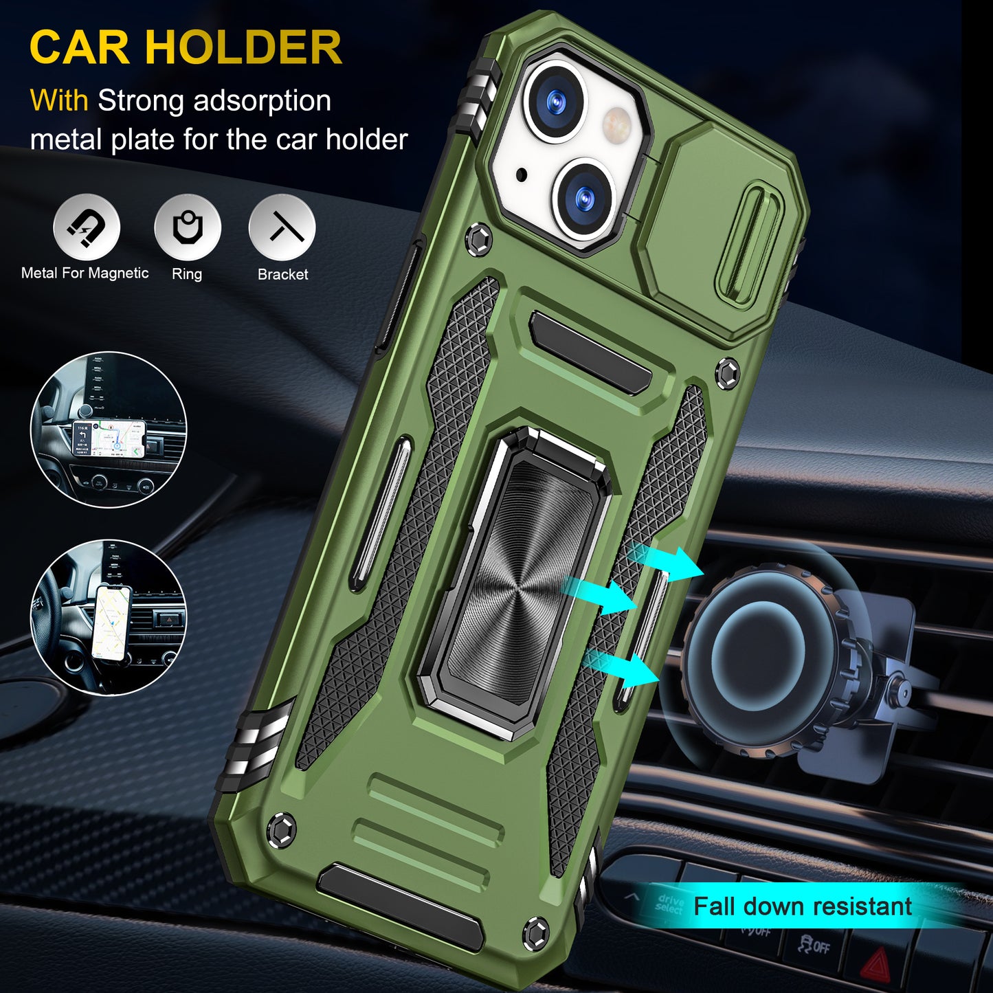 Funda protectora para teléfono móvil de la marca WOL-MOT, adecuada para Motorola G73, funda para teléfono móvil con soporte para anillo