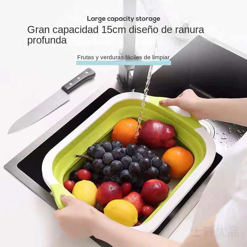 Tumey Tablero de corte plegable y bandeja para frutas multifuncional